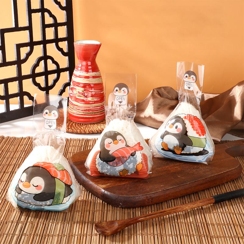 100Pcs Cute Cartoon Triangle Rice Ball Packing Bag Seaweed Sushi Mould Bag Sushi Bento Accessories Seaweed Rice Ball Sushi Bag