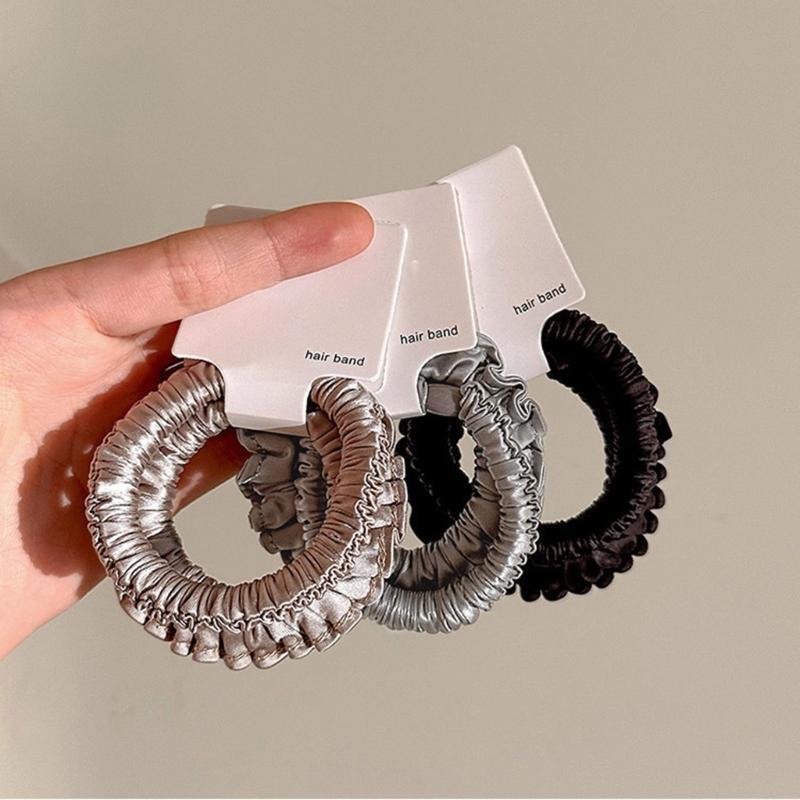 High Elasticity Crinkle Hair Tie Soft Fabric Scrunchies Fashion Headwear For Women Girls Daily & Party Use