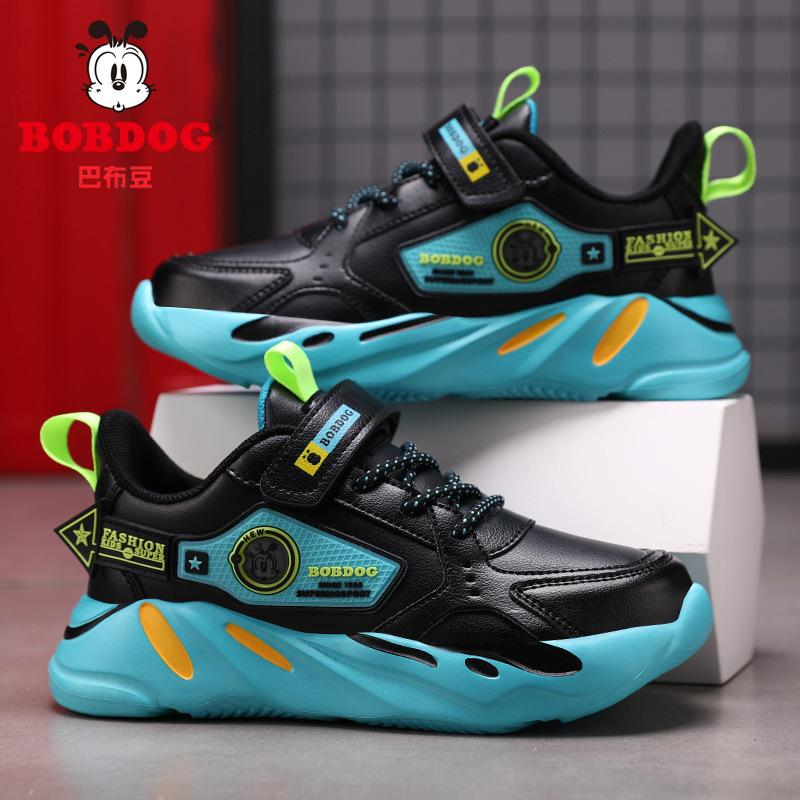 Babu Bean students boys sports shoes autumn and winter leather waterproof running shoes lightweight warm velvet two cotton shoes