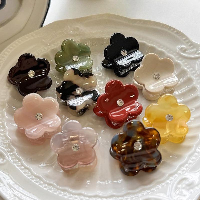 Acetate Point Diamond Flowers Sweet and Cute Small Grab Clip Bangs Clip Female Diamond Hairpin Hair Accessories Girl Hair Accessories