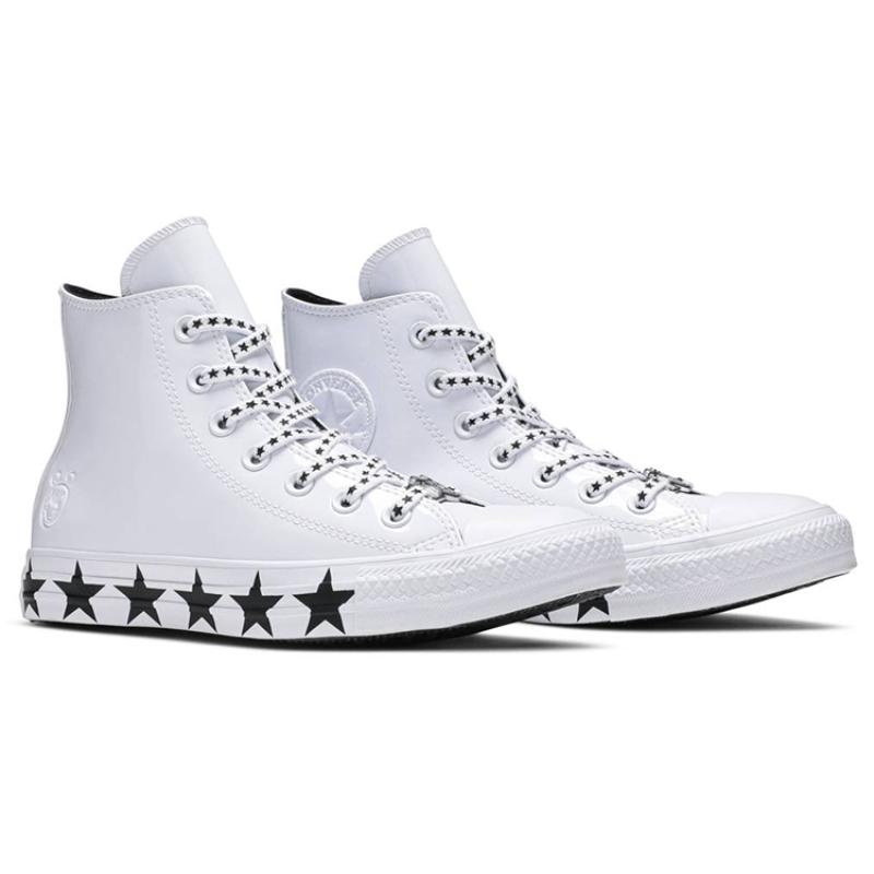 Miley Cyrus X Converse Chuck Taylor All Star Hi Simple & Versatile Comfortable High Top Espadrilles Women's Pearl White Black