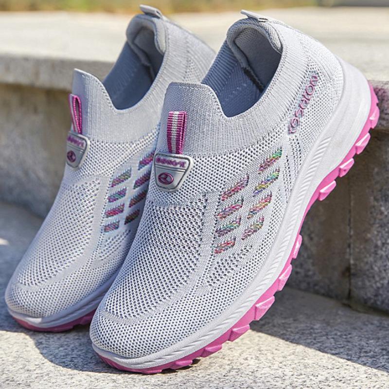 Women Vulcanized Shoes  High Quality Breathable Mesh Women Sneakers Soft Slip On Flats Shoes Women Loafers Walking Flat