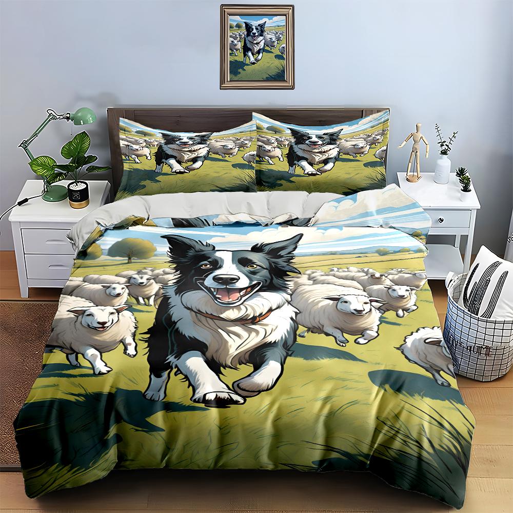 Border Collie Herding Sheep. Bedding Sets Duvet Cover Sets Duvet Covers Pillowcases(1 * Duvet Cover 2 * Pillowcases, Without Duvet Insert)