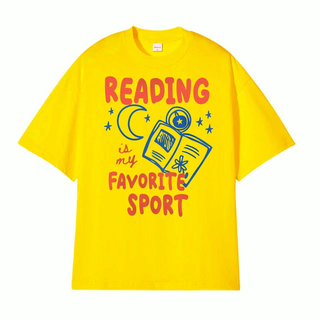 Reading Is My Favorite Sport Funny Graphic T Shirt Unisex Women Fashion High Quality Tshirts Oversized Vintage 100 Cotton TShirt