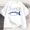 Kpop Korean Jin Super Thunfisch Fisch T-Shirts Mode Vintage Kurzarm T-Shirt Männer Frauen Kleidung Baumwolle Lässig Übergroßes T-Shirt