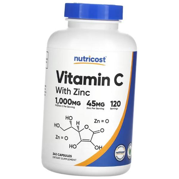 Витамин С с Цинком, Vitamin C with Zinc, Nutricost  240капс (36647053)