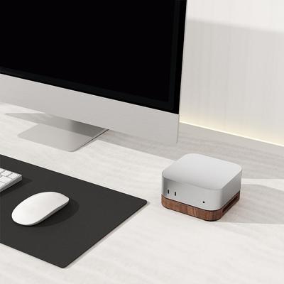 For Mac Mini M4/m4 Pro Walnut Heat Dissipation Base Mini Button For Mac Host External Ho Q9H7
