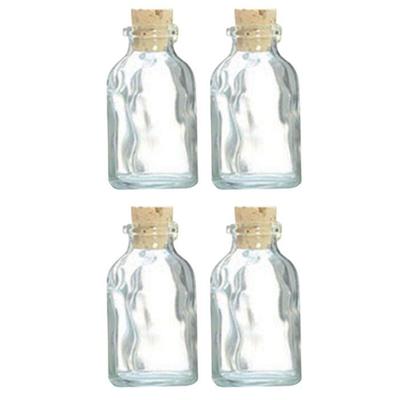 4 Mini Glass Bottles 6 Cm with Cork Stopper