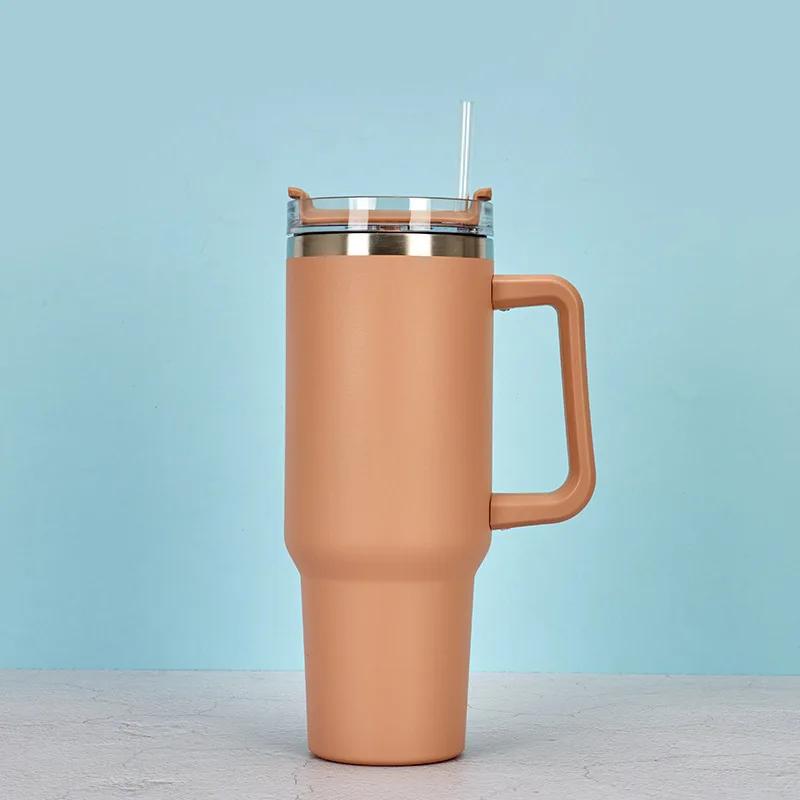 40oz Insulated Stainless Steel Tumbler With Handle Lid Straw Coffee Mug Termos Cup Cold Drink