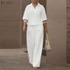 Women Short Sleeve Blouse and Pants Casual Two Piece Suit Sets