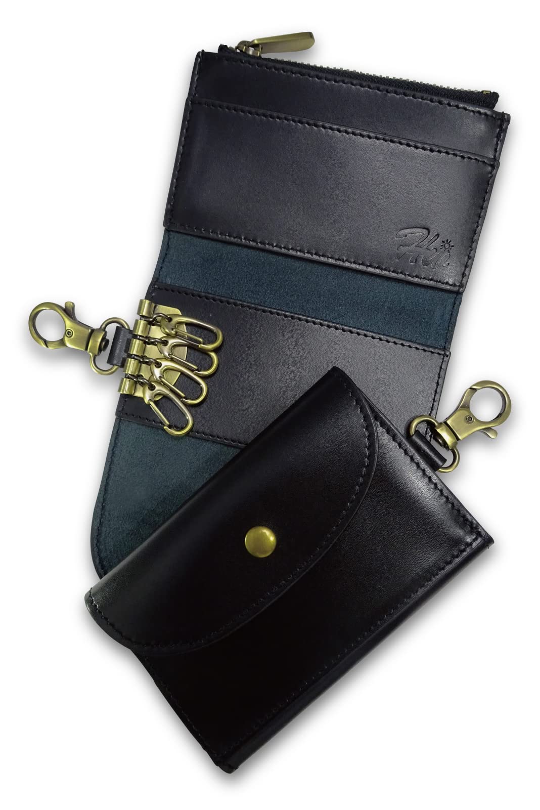 

Harewith Genuine Leather Key Case with Coin Purse in Day Smart Key Card Car Key Case Men s [Featured Magazines/Japanese Brand] Father s Gift чорний