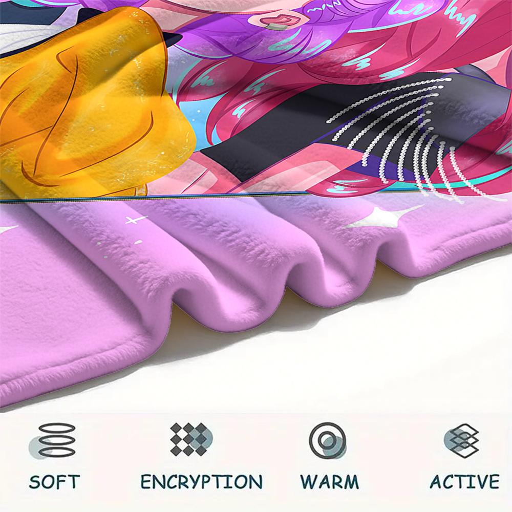 1PC Kpop Demon Hunters Print Flannel Blanket, High quality All Seasons, Home Decor, Warmth and Comfort, Perfect for Christmas Gifts