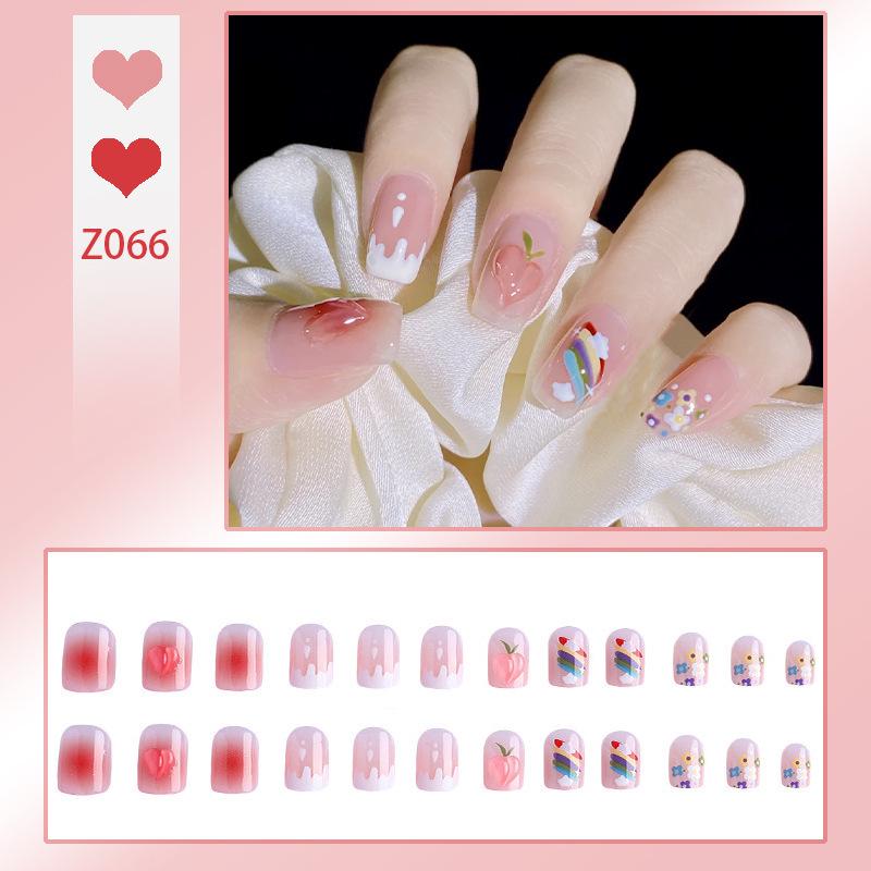 

Peach Summer Rainbow Removable Nail Art Stickers - Xiaohongshu Style Glue Type