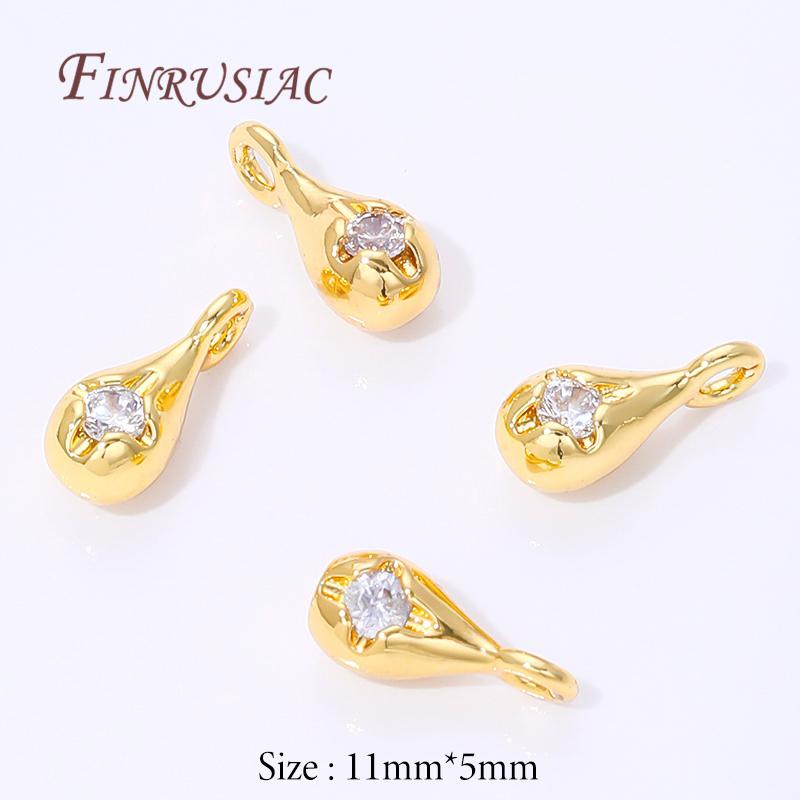 11x5mm 18K Gold Plated Drop Pendants For Jewelry,Brass with Zircon Charms For Bracelets Making Accessories,DIY Earrings Findings