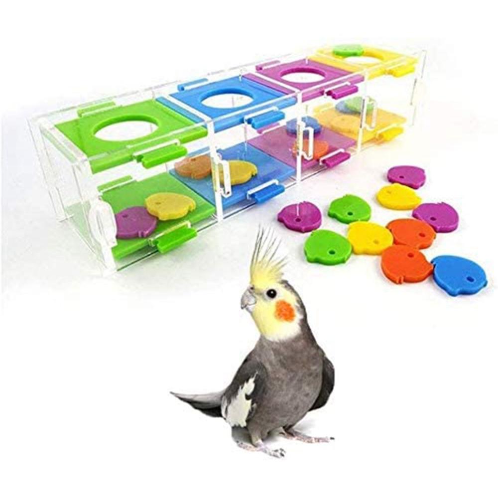 

Budgie Playing Parakeet Education Training Color Separation Bird Toys Parrot Puzzle Coin Box