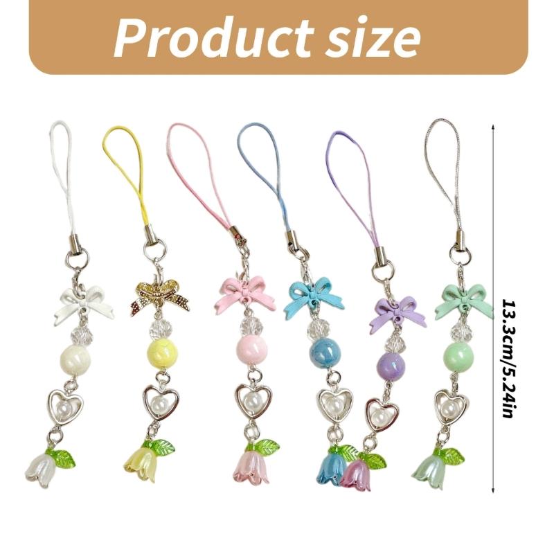 Hjärta Telefon Snodd Stilfull Telefon Berlock Rosett Telefon Dekoration Blomma Väska Hänge Gåva för Modeentusiaster