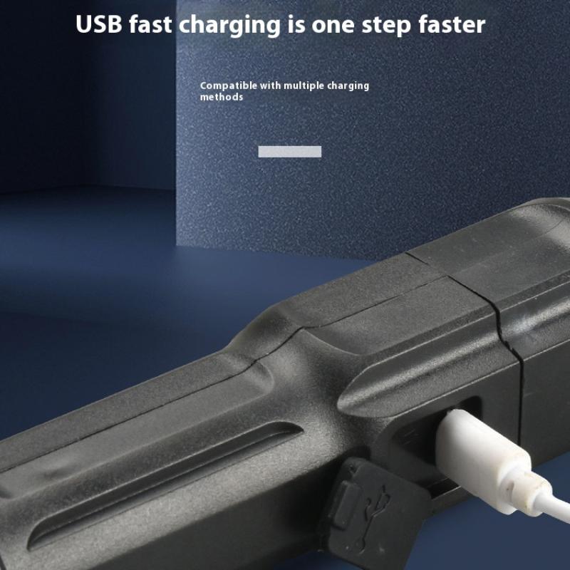 High Power Abs Led Flashlight Usb Rechargeable Spotlight Zoom Torch Portable Flashlight Light For Fishing Outdoor Waterproof