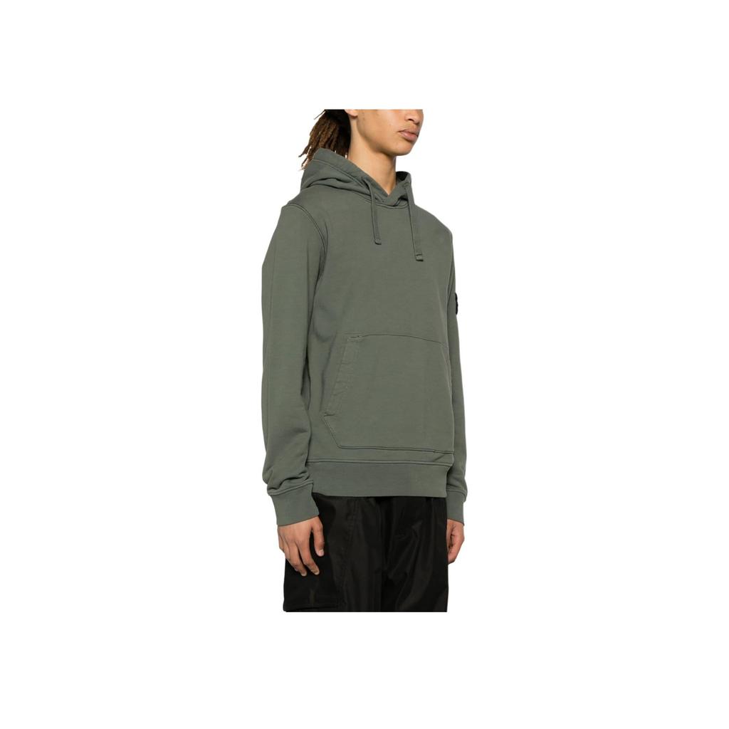 Stone Island Solid Color Hooded Pullover Graphic Print Embroidered Slim Fit Long Sleeve Sweatshirt Men sweatshirt Green 801564151-V0059