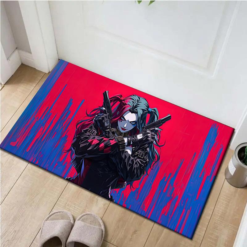 

1pc Office Carpet Chair Mats Harley Quinn: Colorful Chaos Perfect for Office Chairs, Living Rooms, Or Bedrooms,Polyester Carpet.HDT146 60cm by 90cm