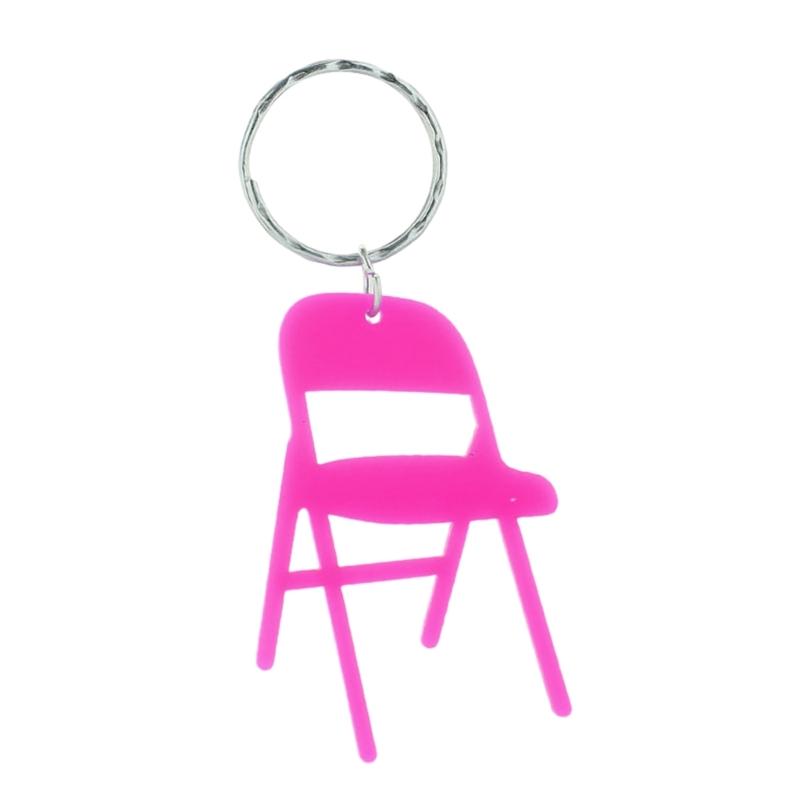 Acrylic Mini Backrest Chair Charm Keychain Folding Chair Keyring Backpack Handbag Charm Pendant Couple Keyholder