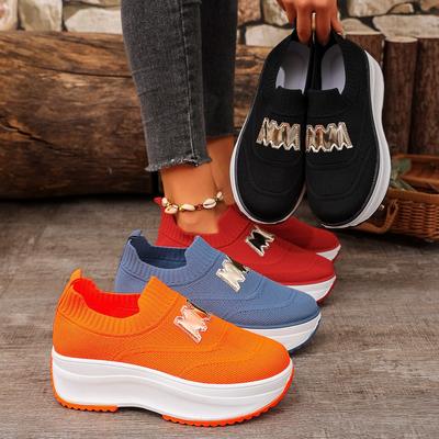 2025 Spring New Arrival Women's Elevated Height-Boosting Breathable Flyknit Thick-Sole Sneakers