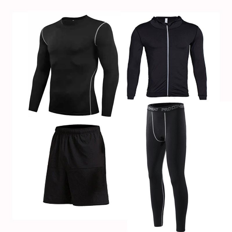 Men's Quick-Dry Basketball Compression Sportswear Set - 3 or 4 Pieces for Autumn/Winter Running