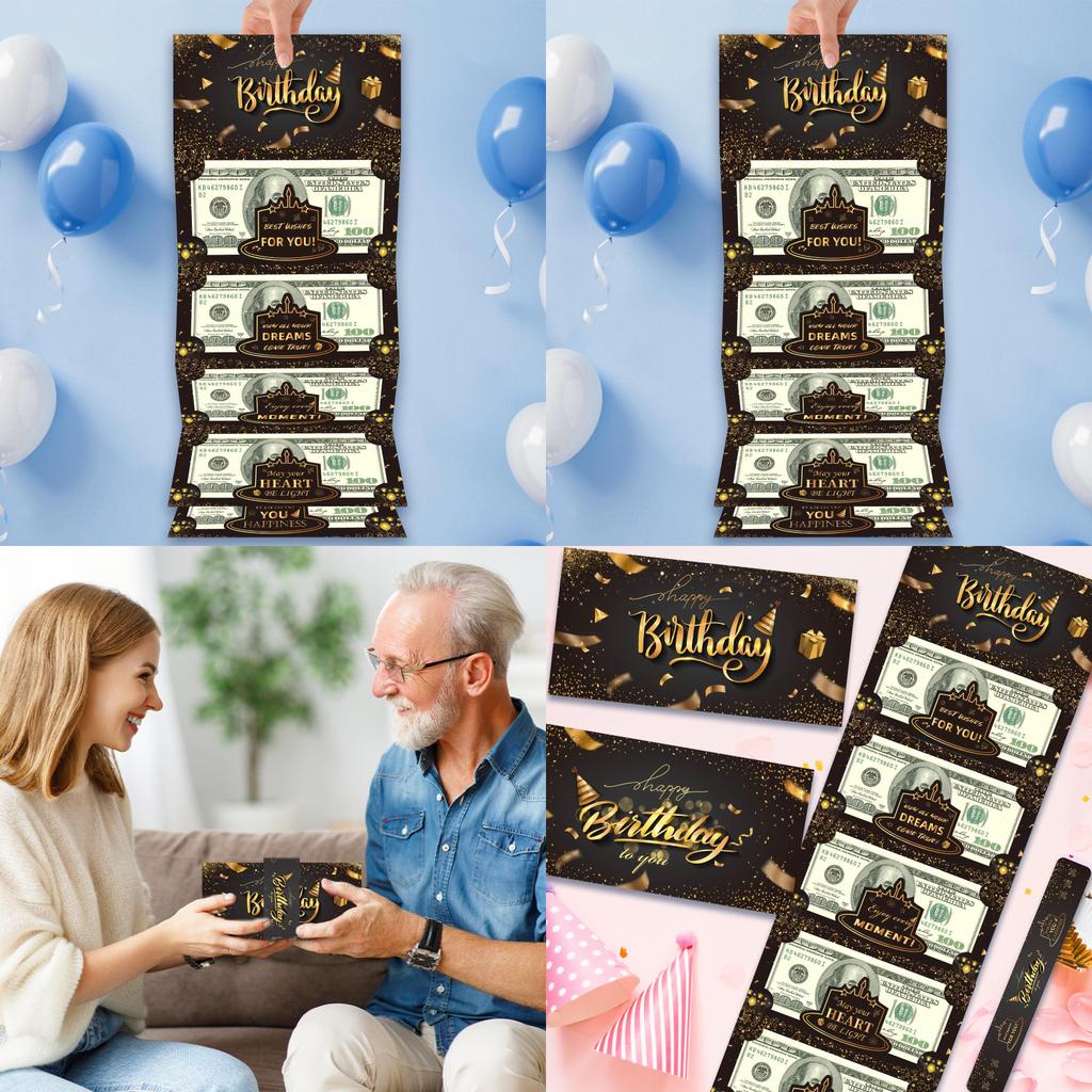 Sophisticated Black Gold Cash Red Envelope With Multiple Card Compartments For Family And Friends