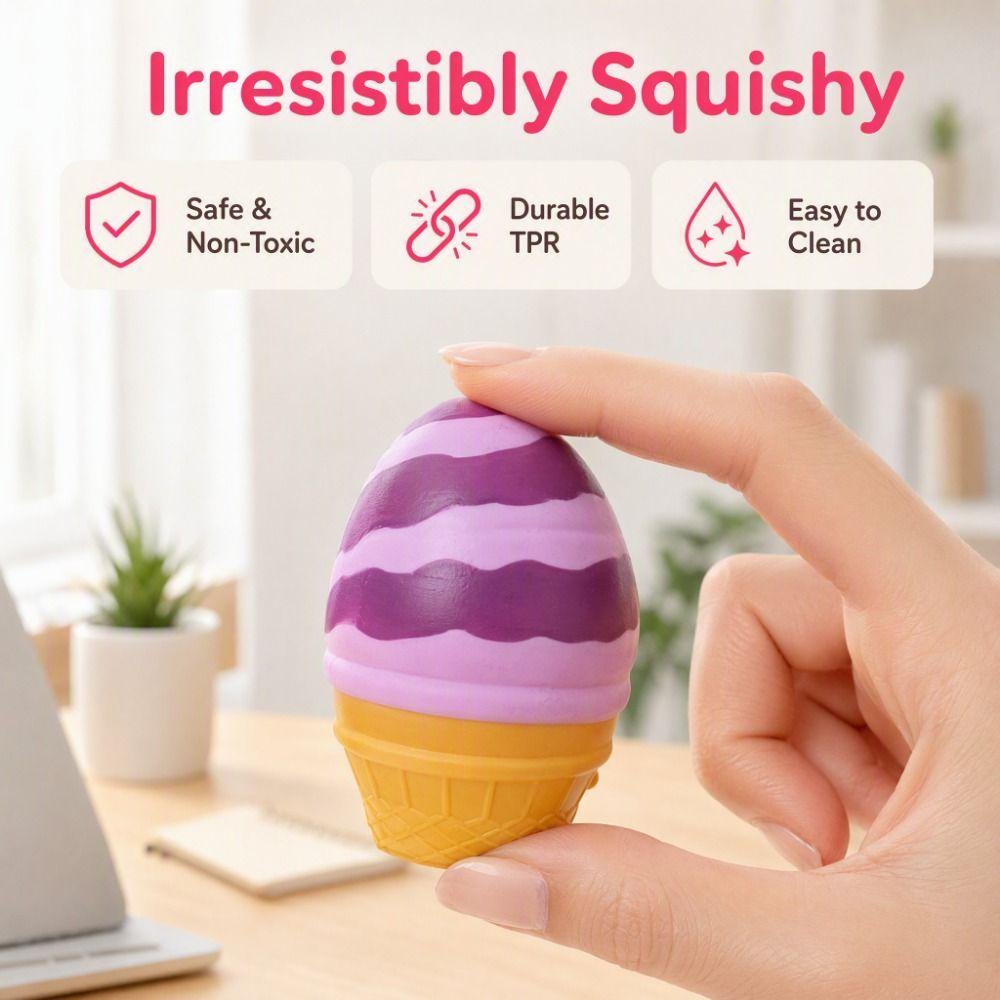 Big Size Ice Cream Squishy Toy Soft TPR Sensory Stress Toy Birthday Party Favor