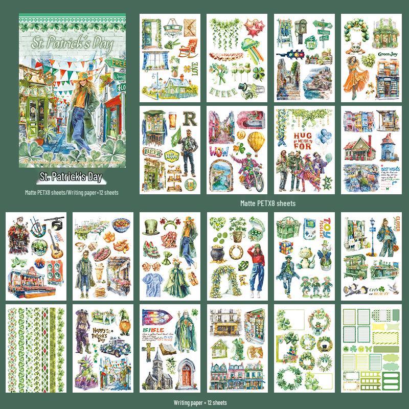 Europäische Retro Weihnachts-Cartoon-Sticker: Ausgestanzte Charaktere zur Tagebuchdekoration und für Festivalthemen