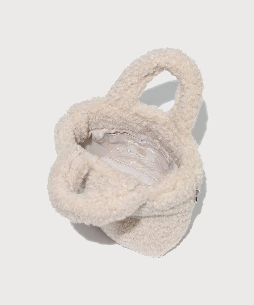 Covernat Woman Clover Heart Fluffy Tote Bag Ivory