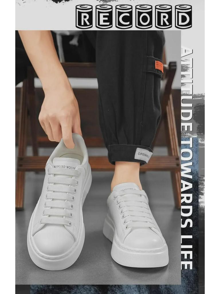 Men's 2024 Classic Summer Slip-On Sneakers: Breathable, Fashionable, Height-Enhancing, Thick-Soled White Shoes