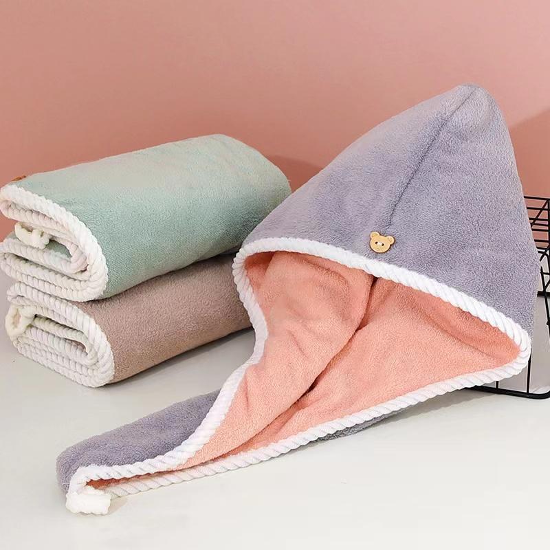 

fashion 2PC Жіноче довге волосся Швидковисихаючий рушник для волосся М яка мікрофібра Шапочка для душу Рушник Шапки для ванни 40x58cm сірий