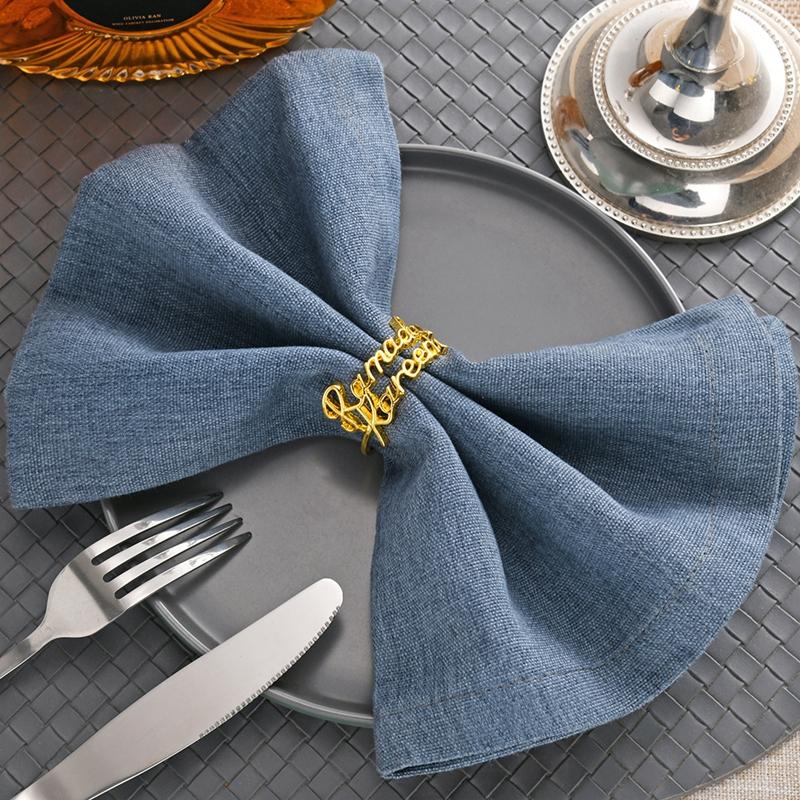 Zinc Alloy Moon Shaped Napkin Buckles Eid Mubarak Napkin Ring Ramadan Decorations Slamic Mubarak Party Table Decor Napkin Holder