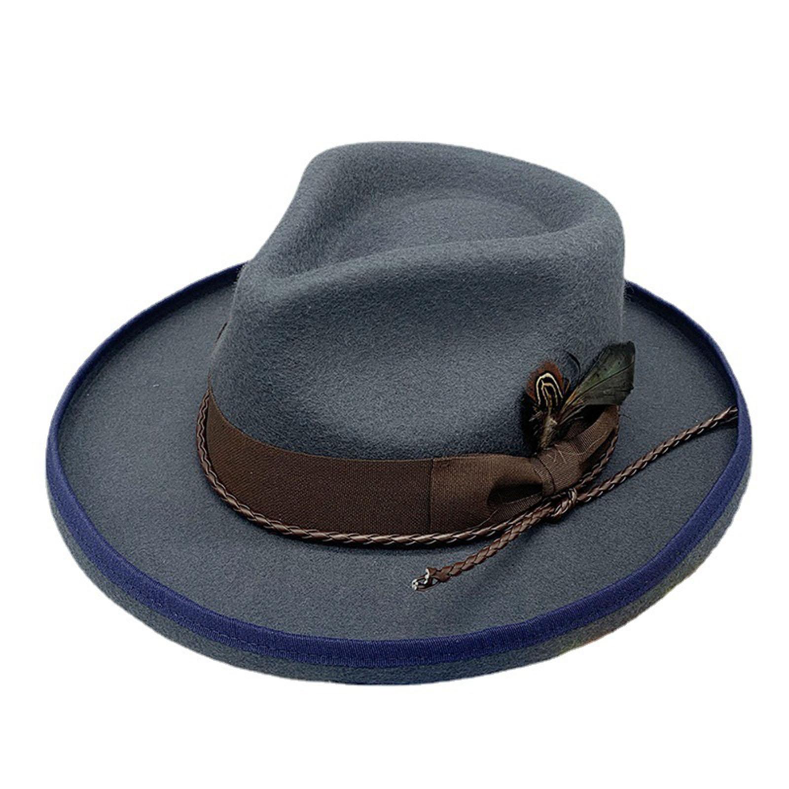 

Classical Homburg Wool Top Hat Panama Hat Gift for Boyfriend Top Hat Wool Costume for Outdoor Gatherings 1