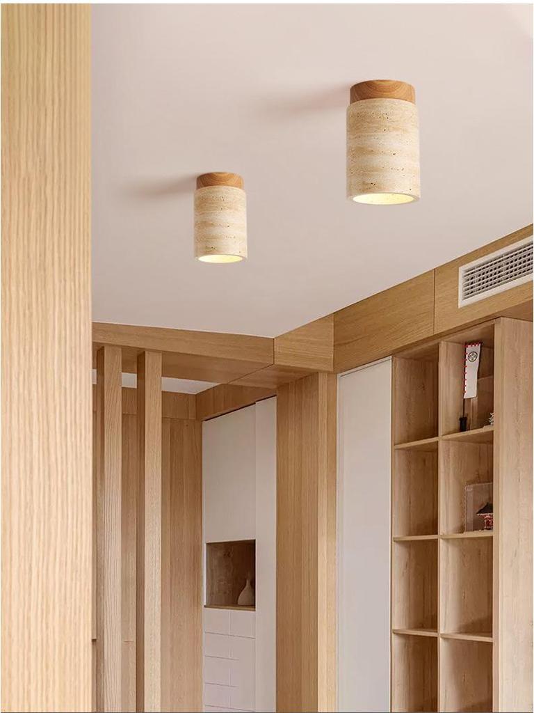 Japanische Wabi-Sabi Gelber Höhlenstein Deckenleuchte für Eingangsbereich oder Balkon