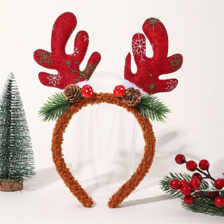 Mistletoe Fashionable Antler Head Hoop Eye-catching Hair Ornament Hair Styling Tool for Children Adults Photo Props