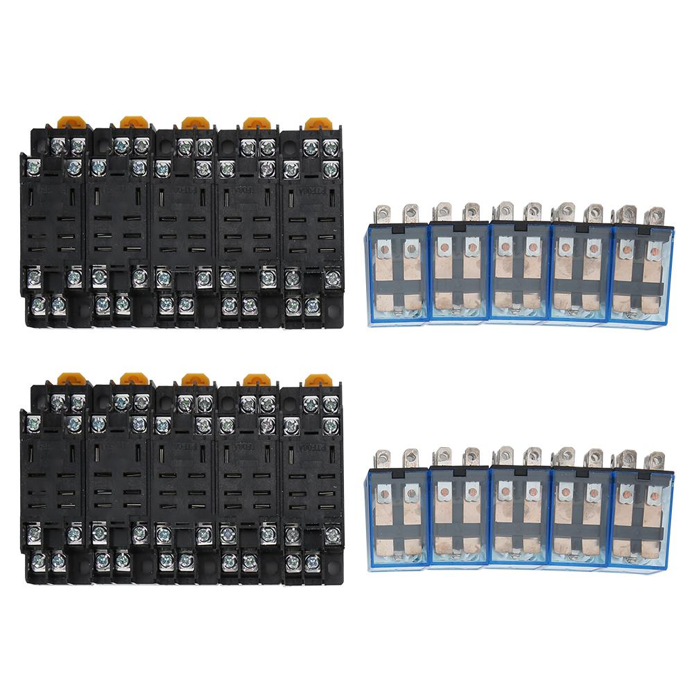 

10 Sets 8 Pin Power Relay with Base DC Coil Universal Electrical Equipment Supplies