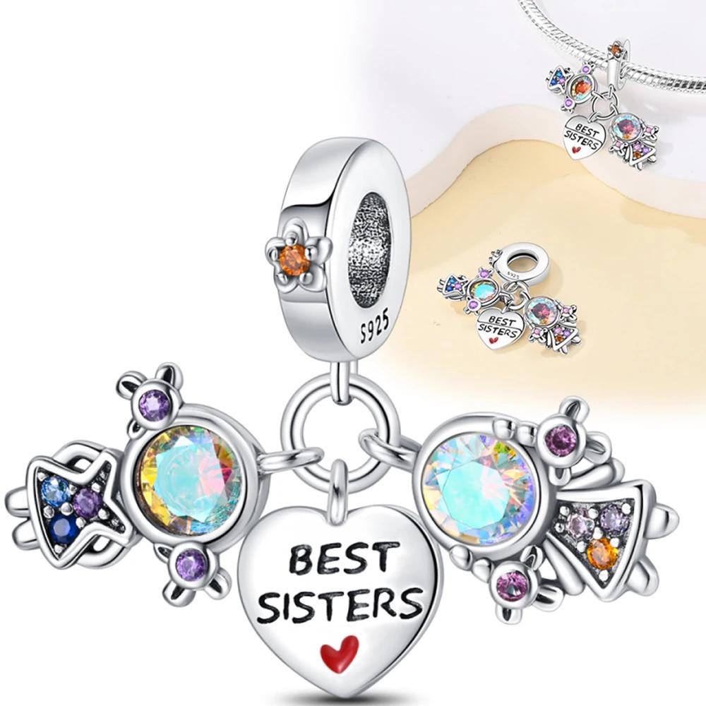 Coppersweetheart Sisters Series Charms Fit Original Bracelet Diy Beads For Women Fine Jewelry Birthday Gift Diy