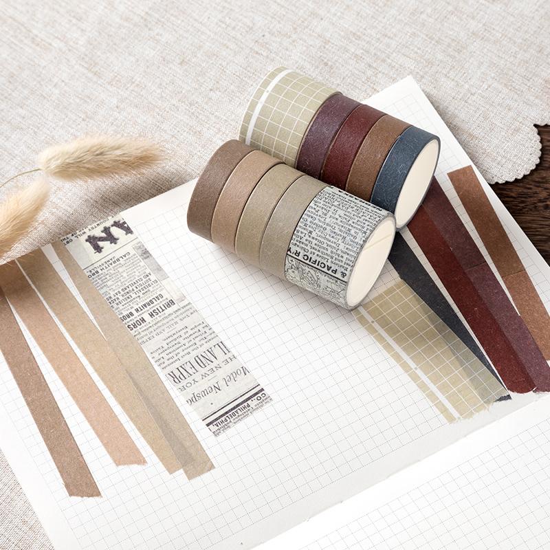 10ks Basic Color Paper Washi Tape Set 10mm 25mm Duhové lepidlo Maskovací pásky Samolepky Dekorační album Diář A6174