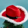 Christmas Red Denim Frayed Edge Santa Hat for Holiday Performances
