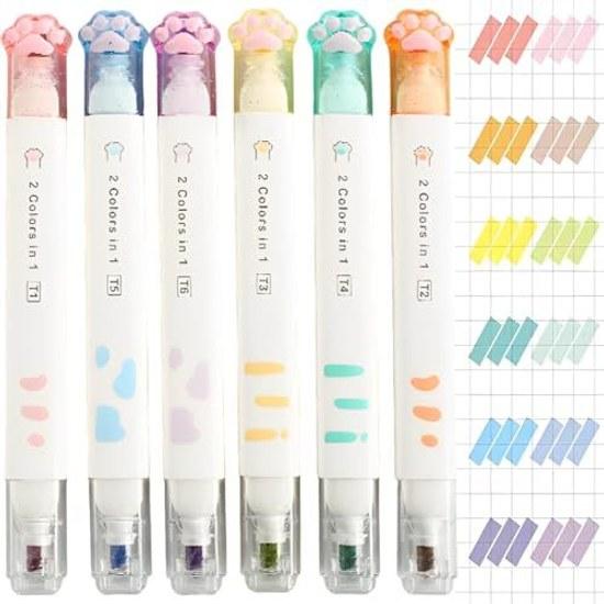 Fogman fluorescent pen marker line cute pastel stationery 6 pieces 12 colors set
