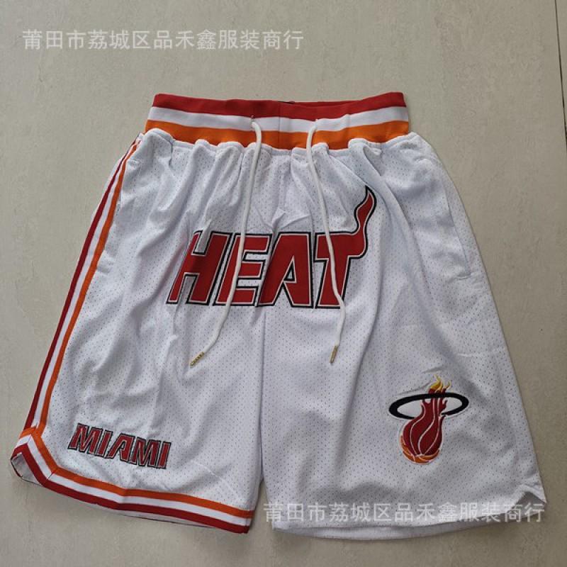 Miami Heat Basketball Shorts Men City White Black Rainbow Print Performance Sportswear Cotton Athletic Pants