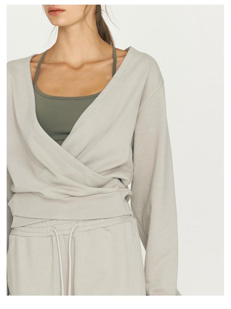 V-Ausschnitt Strickjacke Design Sportlich Lässig Damen Kurz Sweatshirt Trend