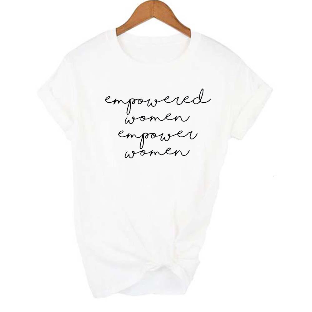 Fashion Summer Tee Empowered Women Empower T Shirt Aesthetic Feminist Powerful Short Sleeve Tops Tumblr Clothing 4XL