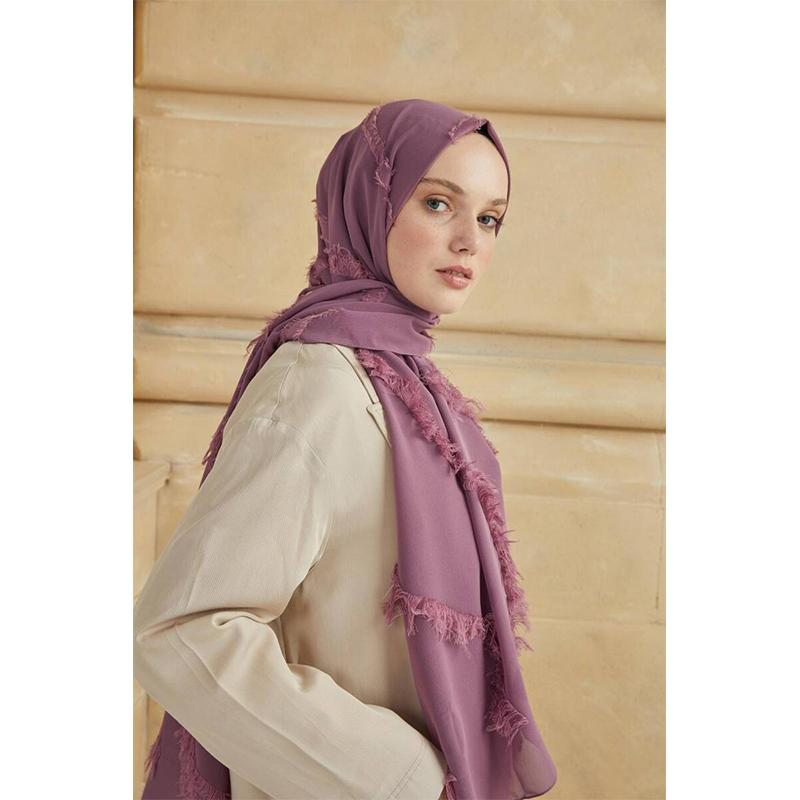 

Женская кисточка с подробным описанием Fulya Shawl Rose Color 75x200 ярко-розовый