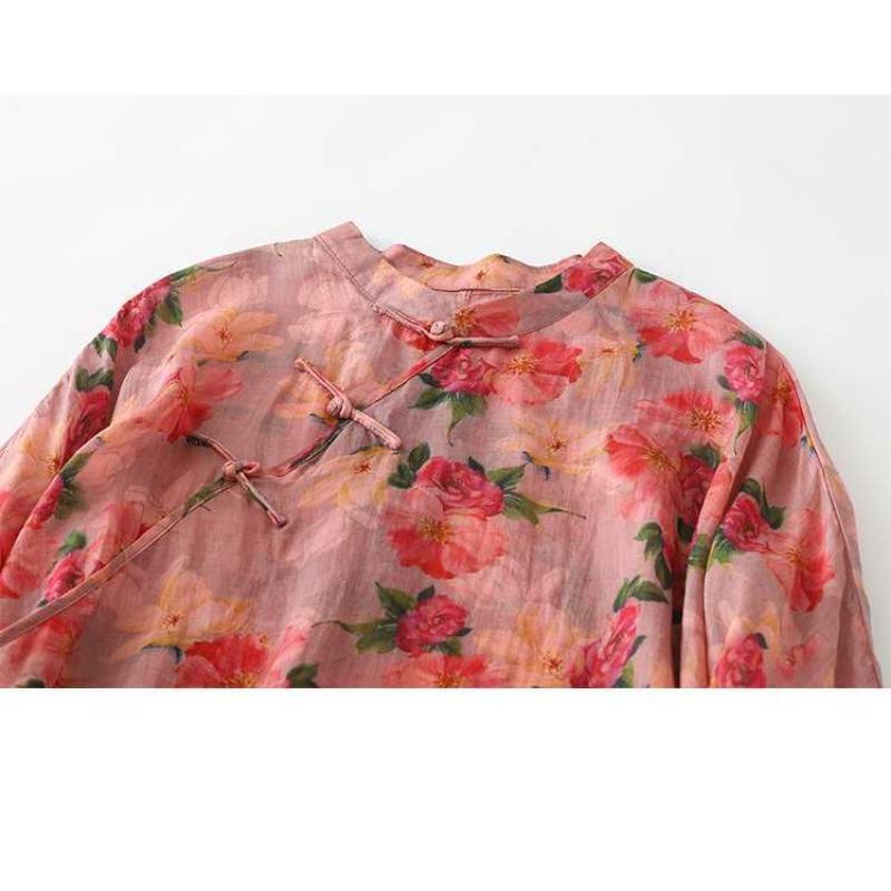 Personalized Diagonal Plate Button Printed Split Modified Dresses