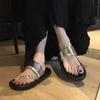 Feeling of Stepping On Shit! Slippers Women's Summer Wear French Fairy Wind Non-slip Thick Bottom Word with Rhinestone Toe Sandals