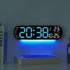 LED Digital Wall Clock With Remote Control Ambient Lights Time Date Temperature Display Alarm Clocks For Home Living Room Decor