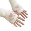 Korean Version of Cute Cat Paw Print Half Finger Plush Gloves Autumn and Winter Student Writing Warm Thickened Wrist Protecting Fingerless Gloves