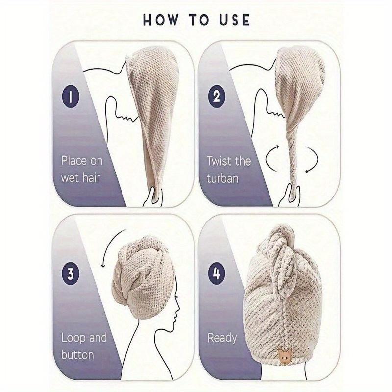 Asciugamano per Capelli in Microfibra, Cuffia per Capelli, Turbante Avvolgente Premium Super Assorbente Asciugatura Rapida Ultra Morbido Confortevole per Capelli Crespi Ricci Danneggiati